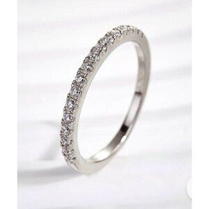 Louily Classic Full Eternity Band Thin Womens Wedding Band Sterling Silver Sz 6